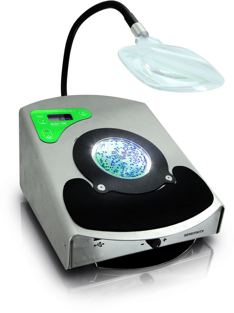 Koloni Sayıcı Manuel, Scan 100, 
Dokunmatk Yüzey, 55-65-90 ve 150 mm Petriler İçin, Usb Çıkış, Cam Kol Dahil