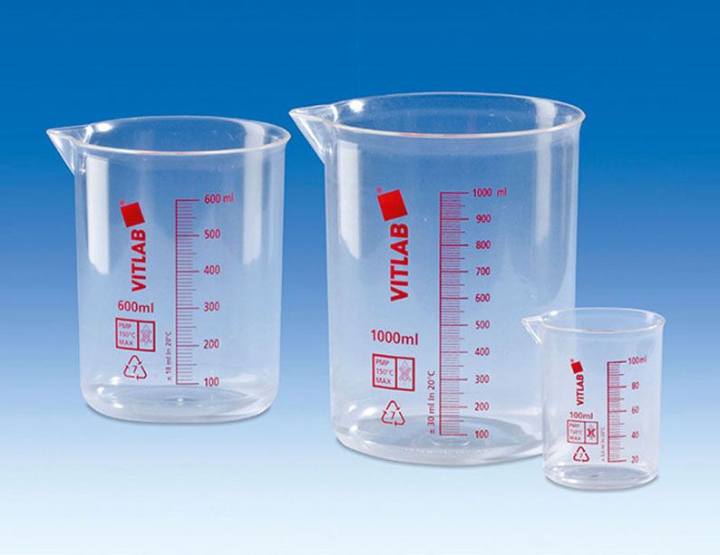 Beher Plastik Kırmızı Taksimatlı, Şeffaf (Pmp)   250 ml