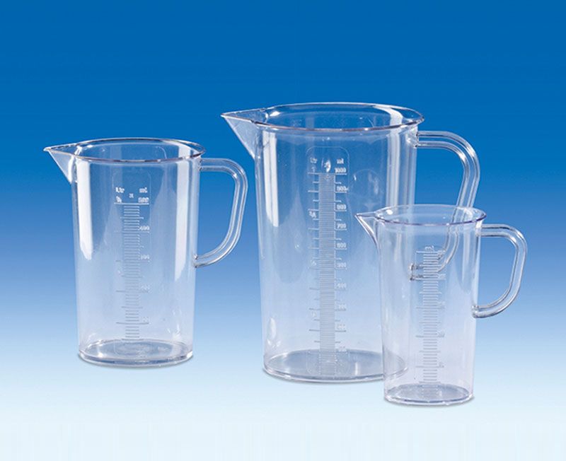 Beher-Kulplu, Plastik (San) Şeffaf, Taksimatlı, Baskılı   1000 ml