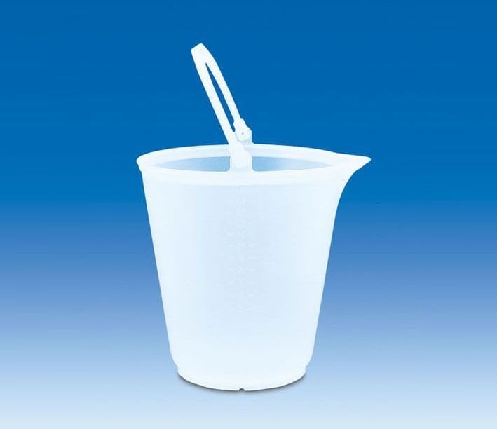 Kova - Oluk Ağzı (Pp) - Şeffaf, Dereceli - Kimyasallara Dayanaklı   15 litre