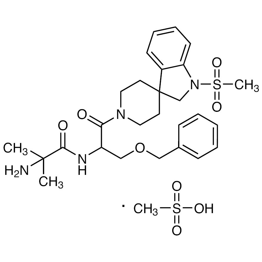 2-Amino-N-[3-(benzyloxy)-1-[1-(methylsulfonyl)spiro[indoline-3,4'-piperidin]-1'-yl]-1-oxopropan-2-yl]-2-methylpropanamide Methanesulfonate >98.0%(T)(HPLC) - CAS 191487-52-2